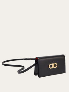 Double Gancini Mini Bag in Black/Flame Red